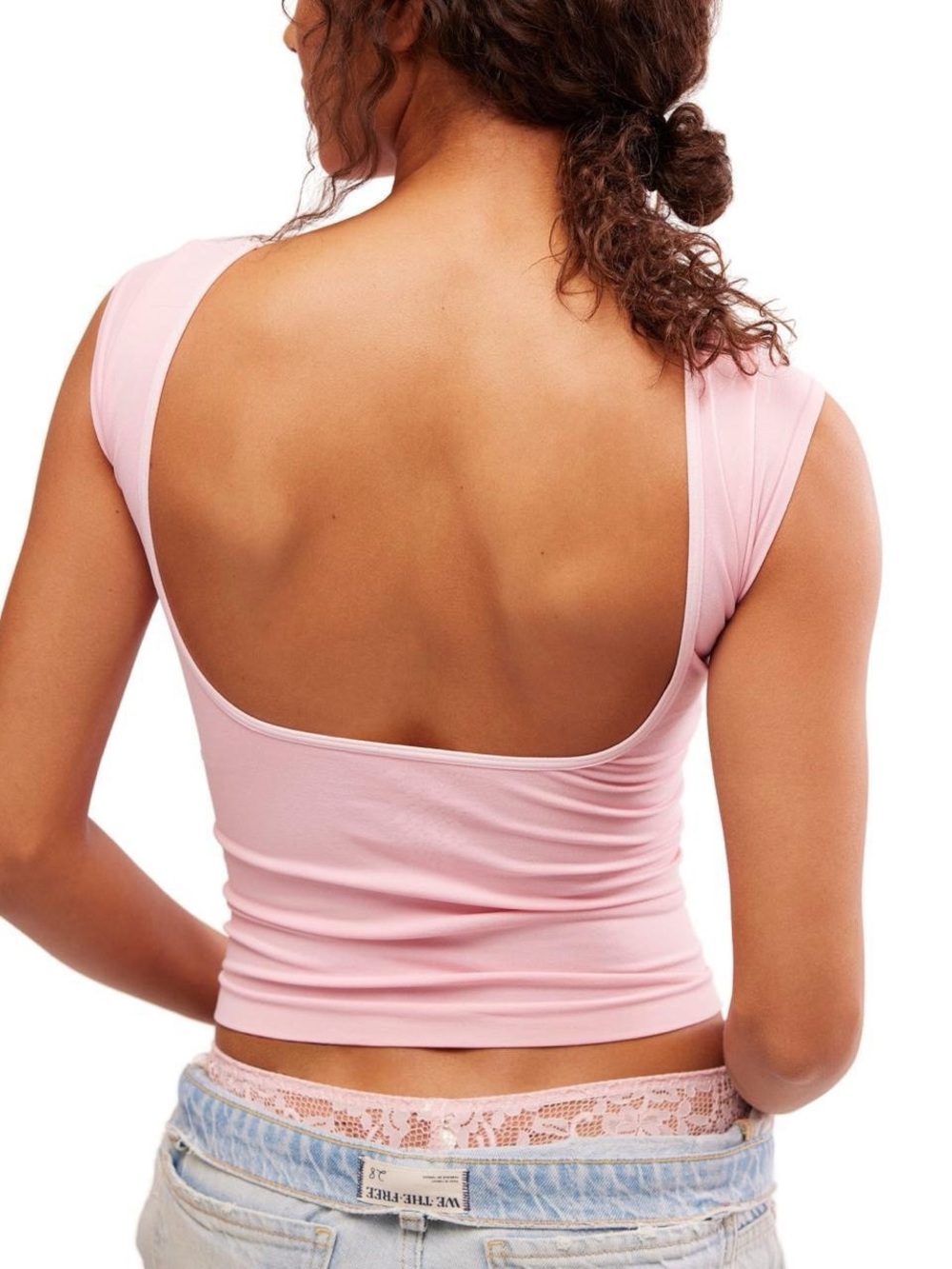 Red Free People Backless/Open Back Cap Sleeve Tank Top - Picture 2 of 4